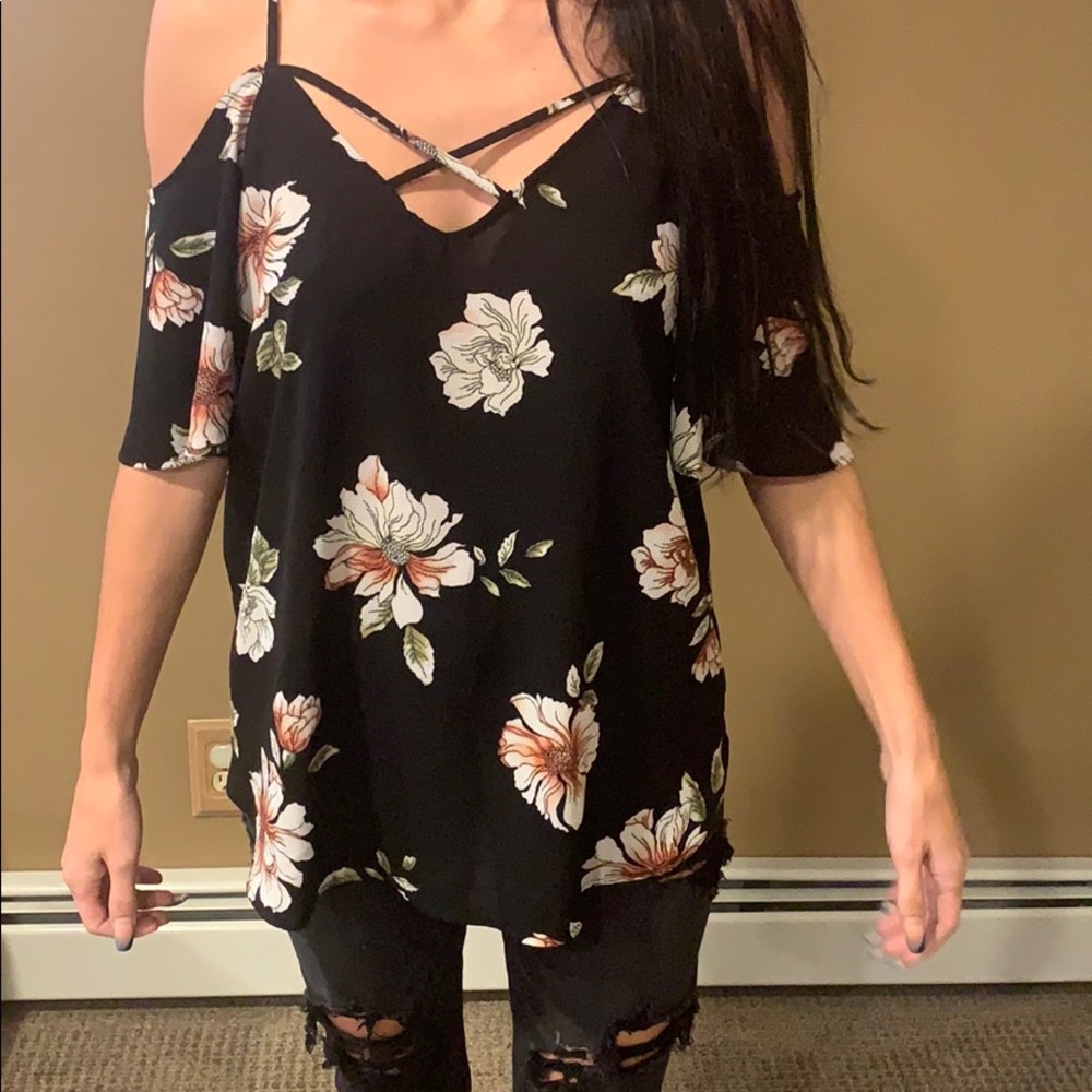 floral black blouse